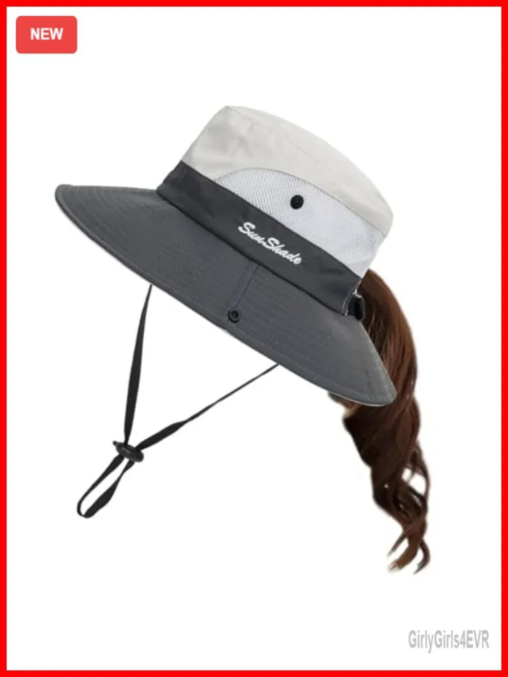 Sun Hat with Ponytail Hole Wide Brim Mesh Fishing Hat Foldable Packable